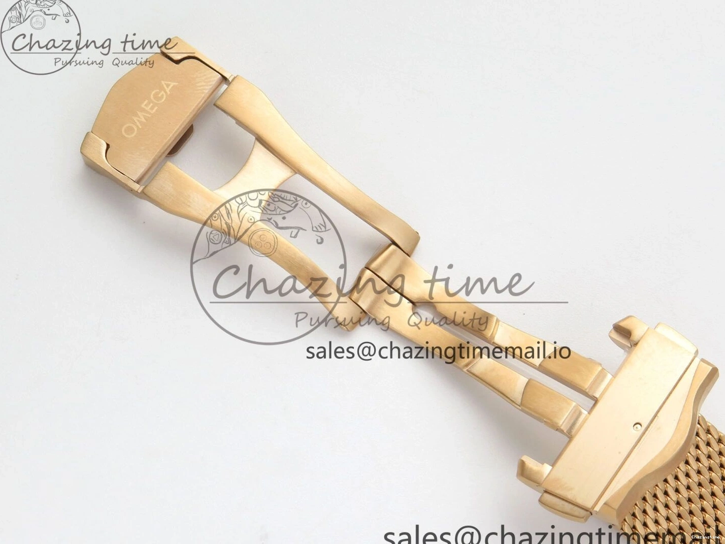 0322 Stylish Seamaster 300M Diver Rose Gold VSF 1:1 Best Edition Black Dial on Mesh Bracelet A 7662